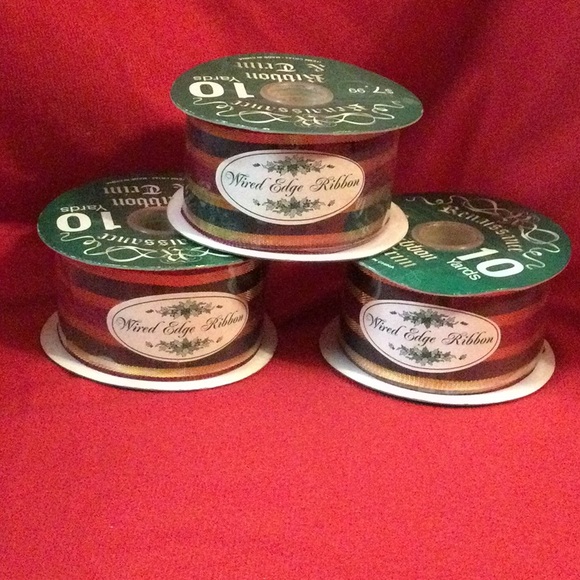3 Rolls of Christmas Ribbon NWOT - Picture 1 of 2